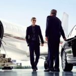 Private Jet passenger arriving with limo ground transportation service steamboat springs